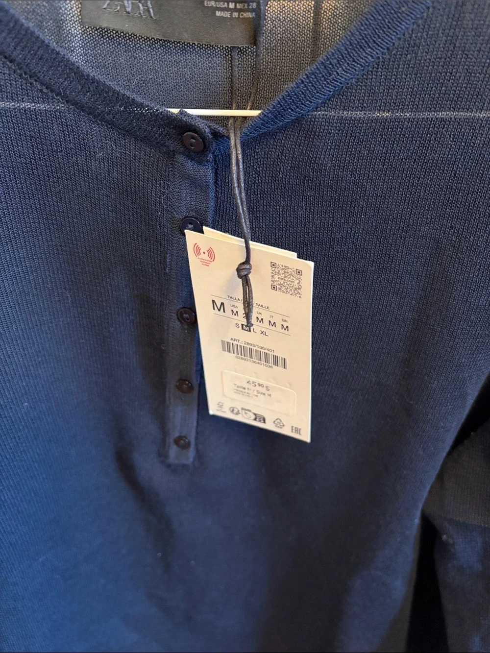 Zara women’s  Dark Navy Long-Sleeve top new with tags - Picture 3 of 5
